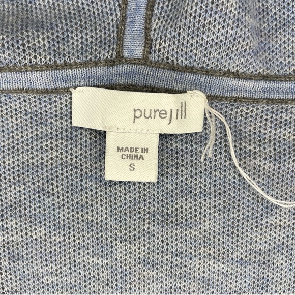 J. Jill Pure Jill Wool Blend Hooded Open Front Long Sleeve Cardigan - Light Gray - Picture 5 of 13